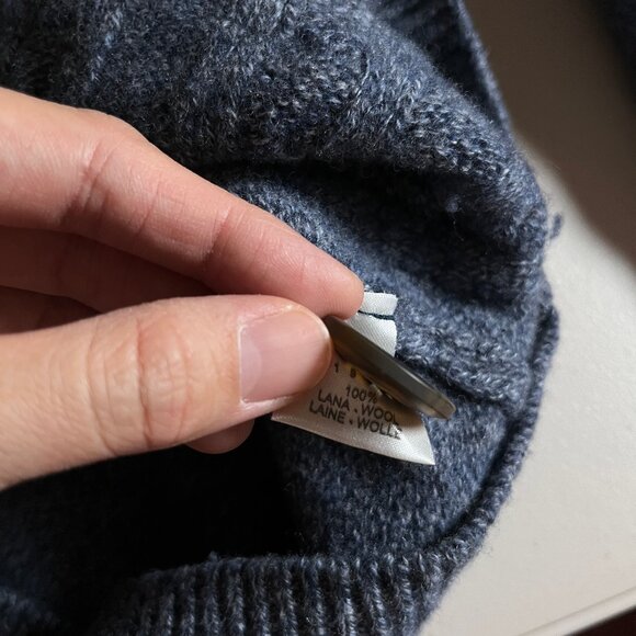 Canali Wool Shawl Collar Cable Knit Cardigan Sweater - Men's Size 50 - Blue - Picture 8 of 14